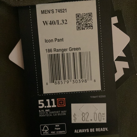 5.11 Tactical Icon Cargo Pant BNWT 40/32 Ranger Green - Picture 6 of 6